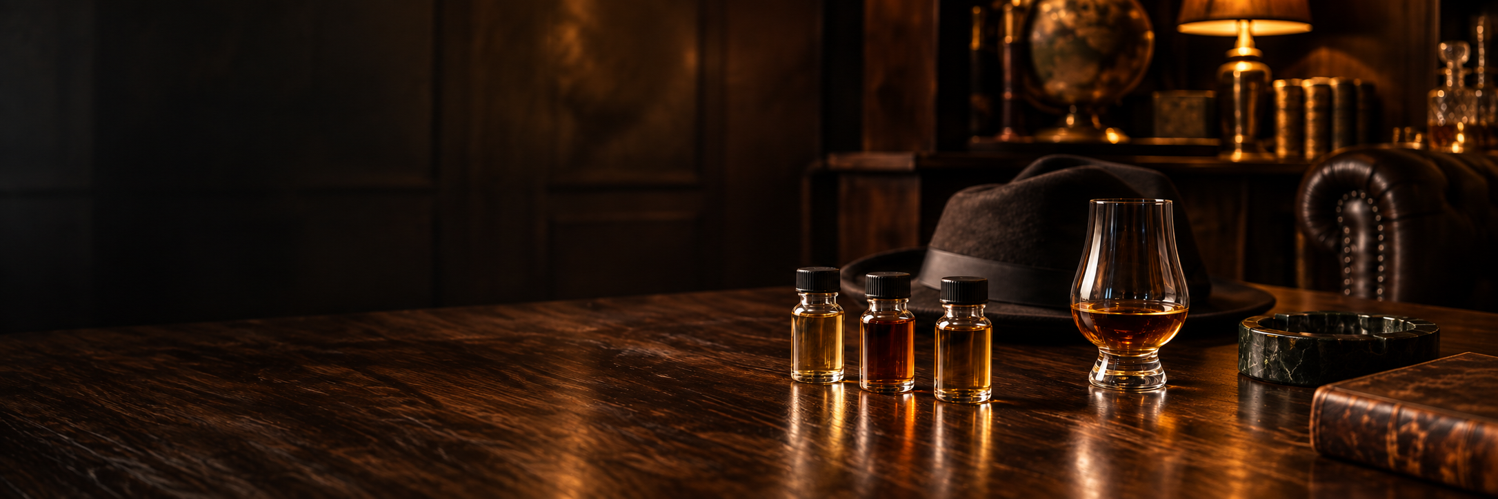 Whisky-Samples auf einem Tisch in einer gemütlichen Bar